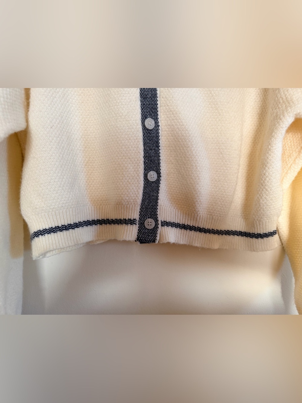Miou Muse Cream Sailor-Collar Knit Cardigan Sweater - Picture 4 of 11